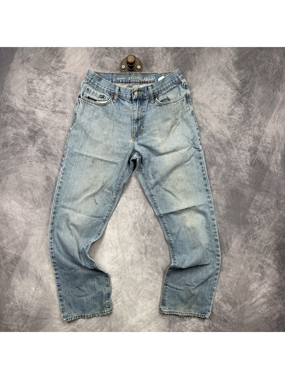 Old Navy Men's Vintage Y2K Jeans 32x32, Blue Grunge Skater Baggy Loose Straight
